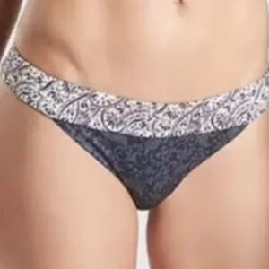 ATHLETA Aqualuxe Batik Bikini Bottom Swimsuit Blue paisley Women’s Size L NEW